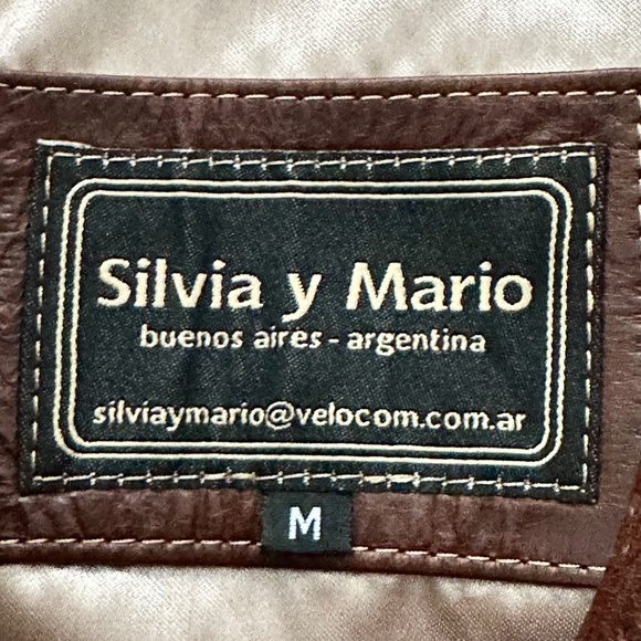 Silvia Y Mario Leather Jacket Brown Cognac Argentinian Leather NWT - Picture 5 of 5